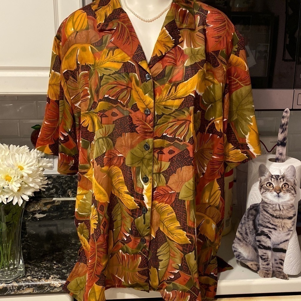 J womens Dana Gibson button front sheer blouse Size 3x